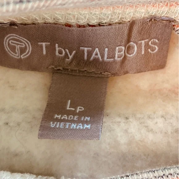 Talbots Featherweight Fleece Zip Hem‎ Pullover Space Dye Stripe Petite (Size L) - Picture 12 of 14